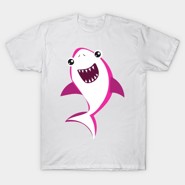 Cute Shark, Little Shark, Pink Shark, Sea Animal T-Shirt by Jelena Dunčević